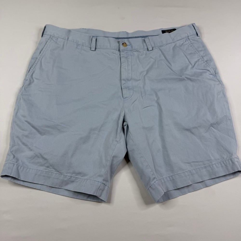 Polo Ralph Lauren Chino Shorts Mens 42 Light Blue Cotton Flat‎ Front Classic